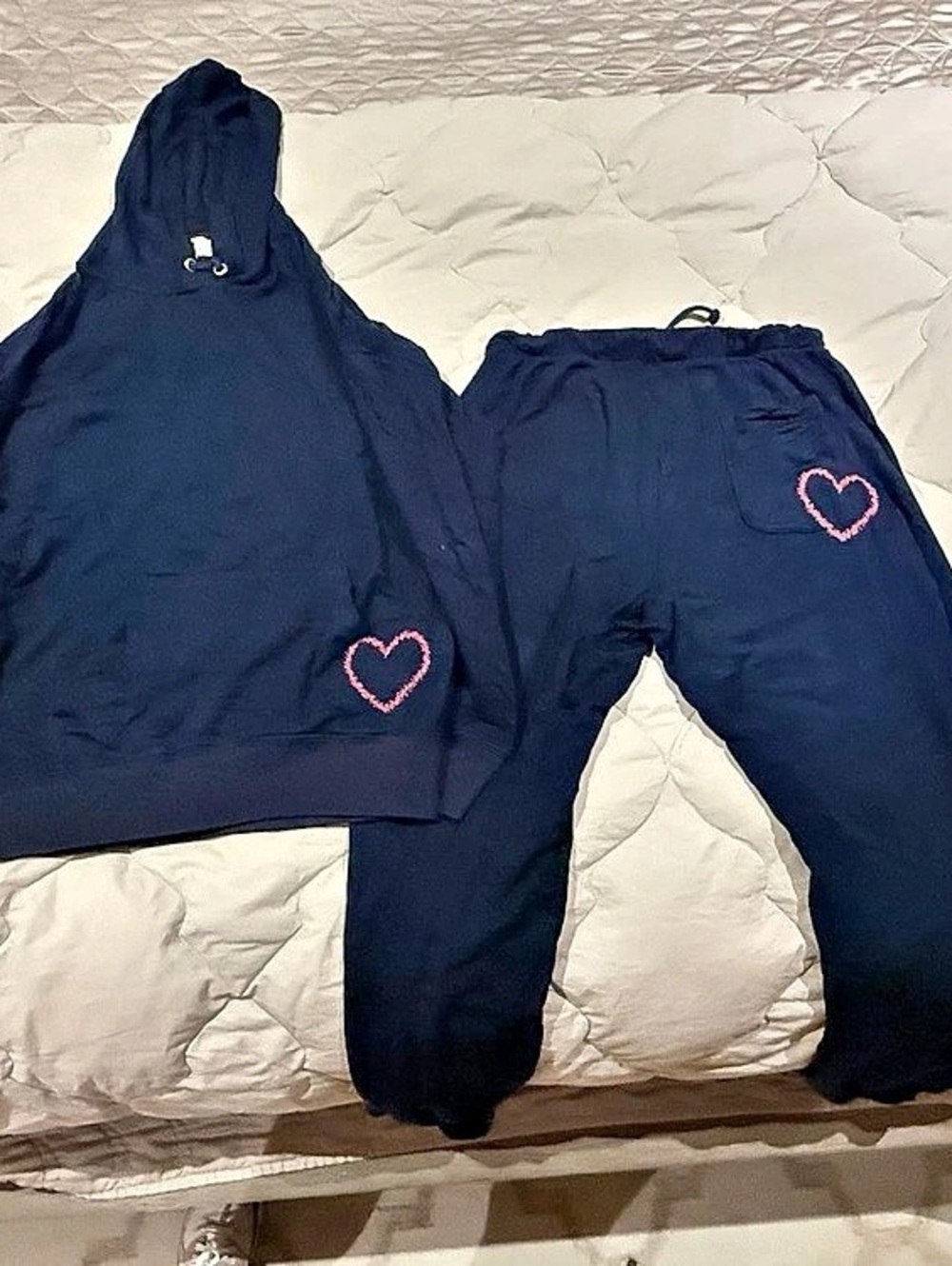 Sundry Navy Heart Hoodie and Sweatpants Set & Jogger Set Size 1